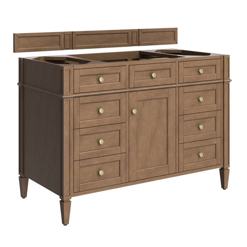 Brittany 48'' W Single Vanity, Charcoal Soapstone, Pecan, 8" Widespread