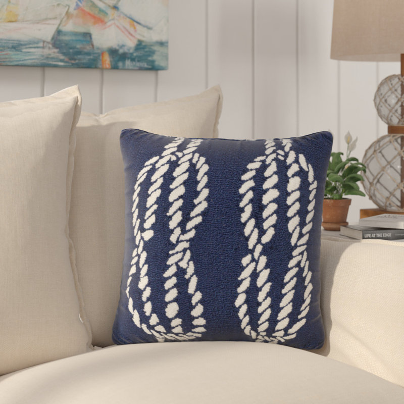  Ropes Outdoor Square Pillow Cover & Insert, Blue