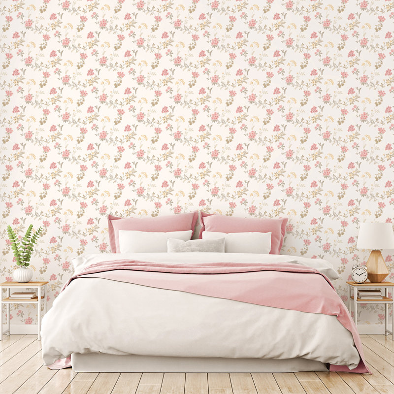 Garretson 1000cm x 52.8cm Satin Wallpaper Roll, Pink/Brown