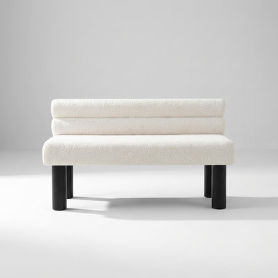 Upholstered Dining Bench with Sponge-Filled Seat and Rubber Wood Legs