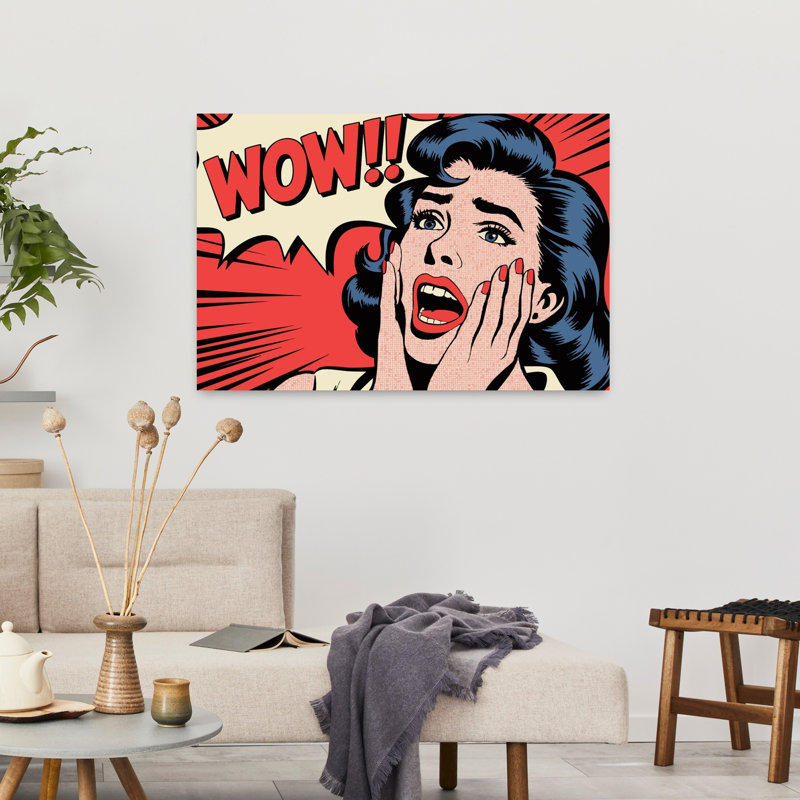Art mural rétro rétro dramatique Wow Pop Art, H 24 po x l 36 po