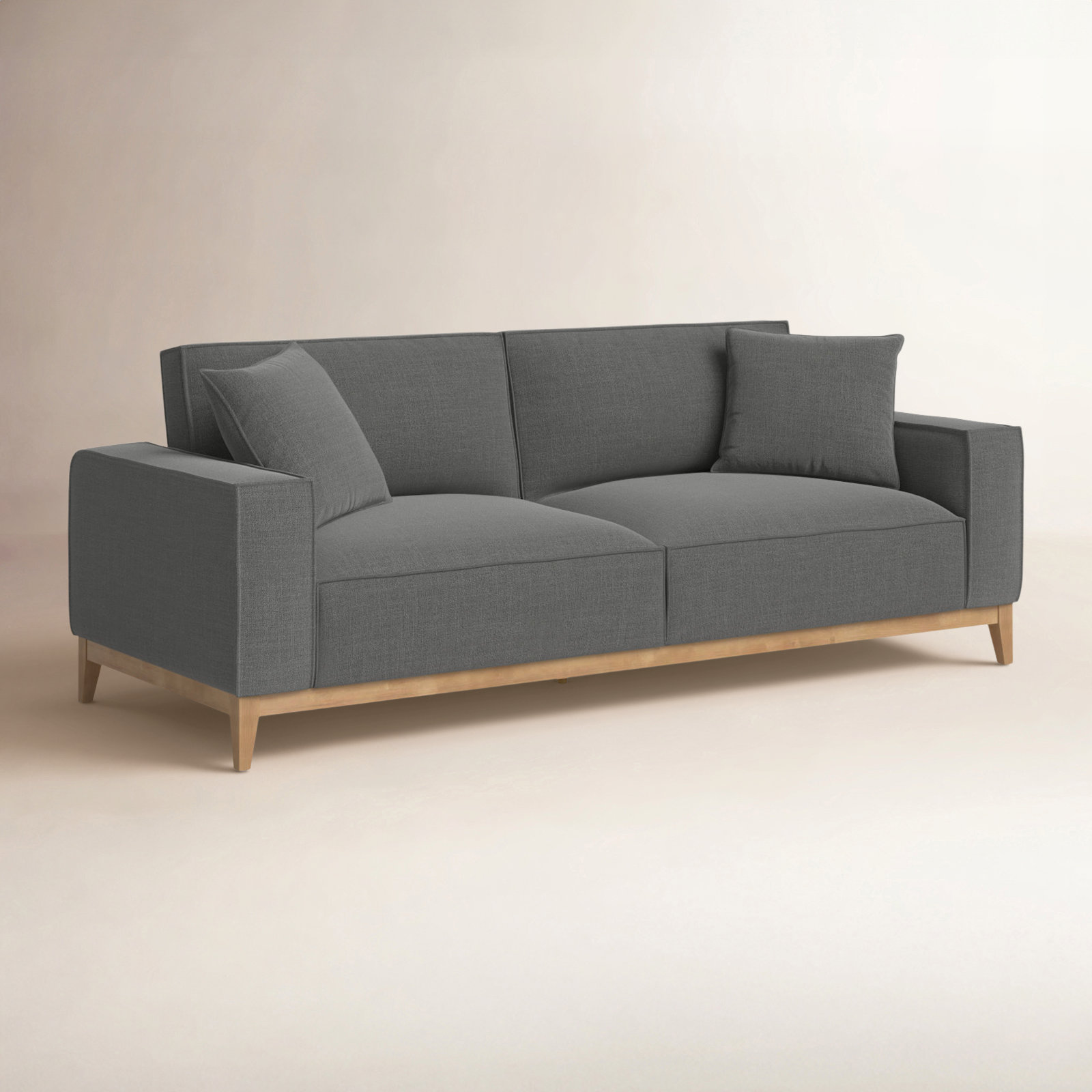 Nicky 92'' Upholstered Sofa, Effie Smoke Performance Linen