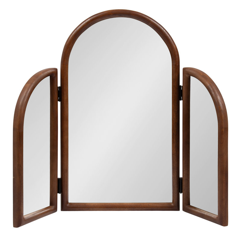 Amoli Mango Wood Arched Tri-Fold Mirror