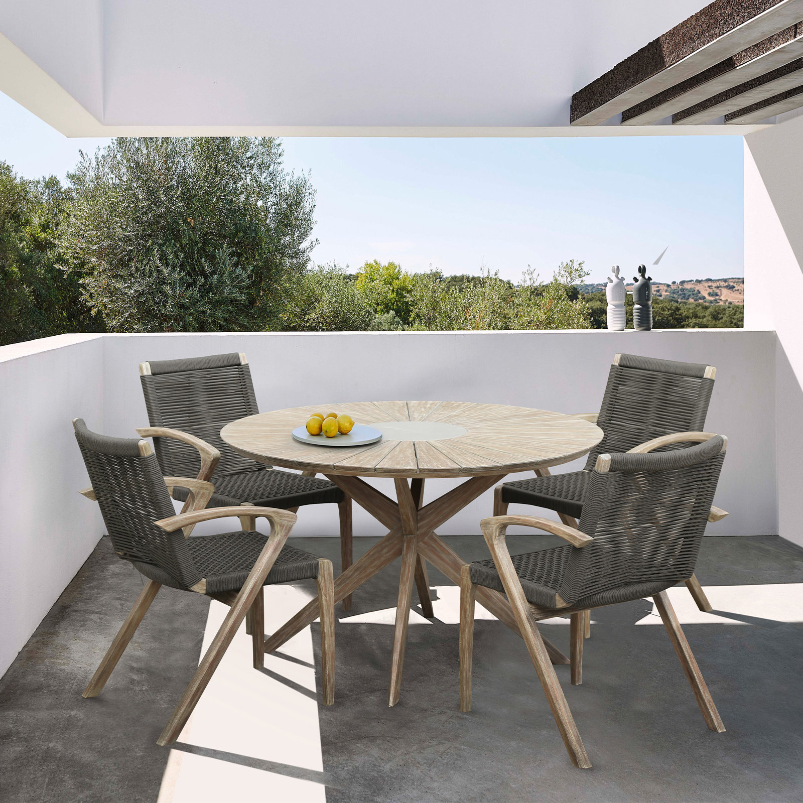Eucalyptus Patio Armchair, Light Eucalyptus/Charcoal