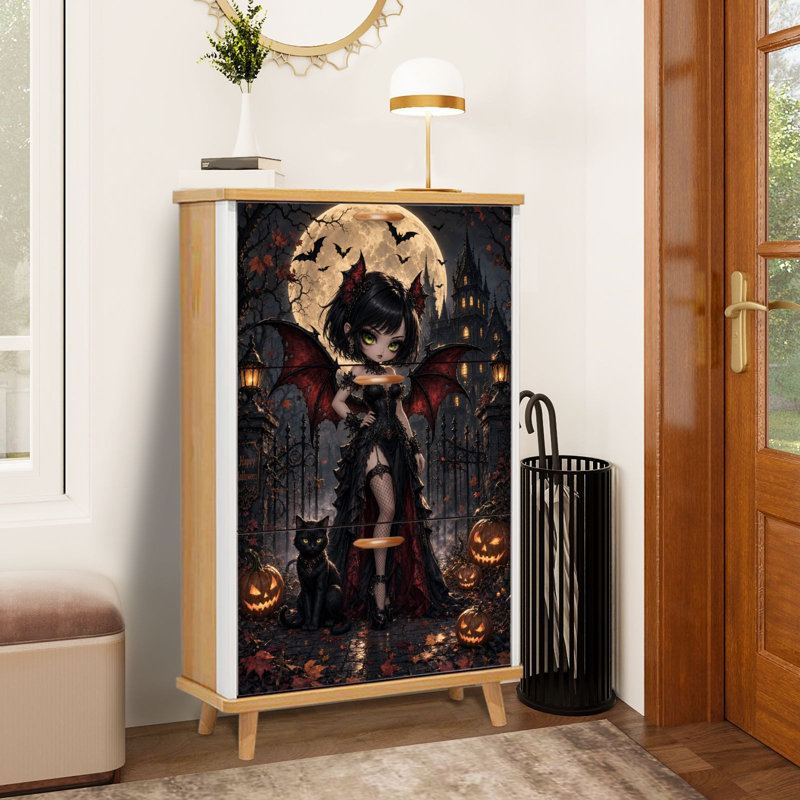 Armoire de rangement pour chaussures avec 3 tiroirs rabattables pour organisateur de chaussures Chibia Vampire Girl