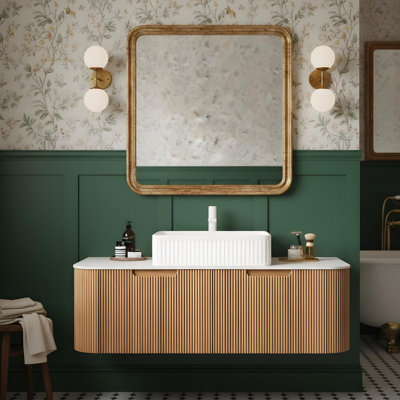 Meuble-lavabo de 48 pouces avec lavabo, lavabo rectangulaire en céramique blanche