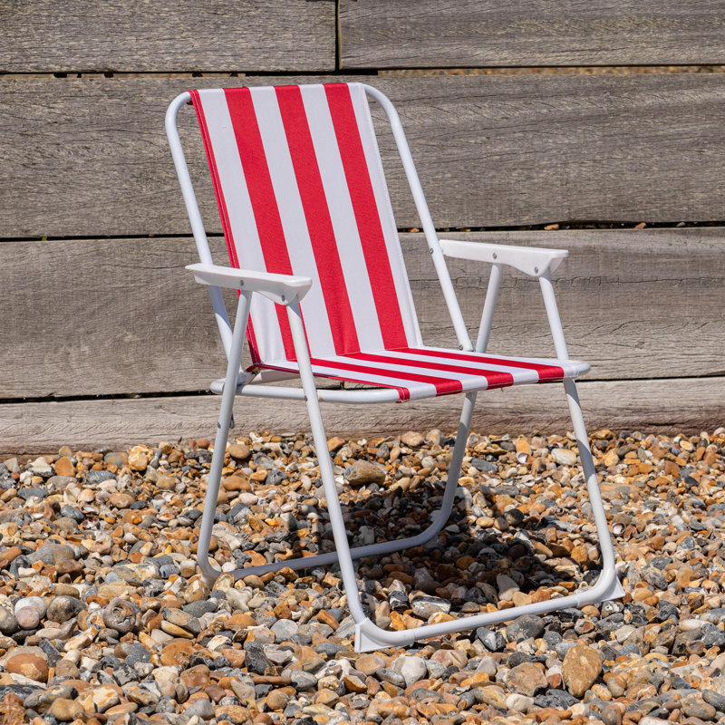 Folding Metal Beach Chairs - Stripe, Red