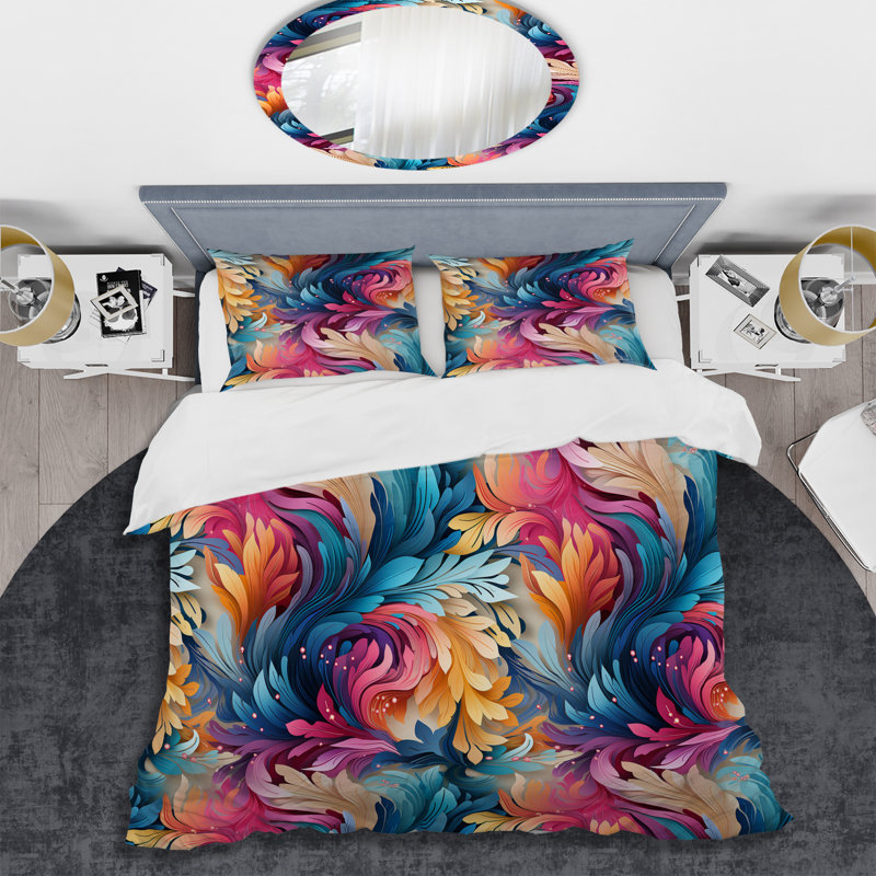 Literie Ethno Paisley Harmony, Housse de couette pour grand lit et 2 taies décor