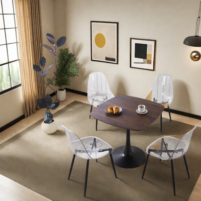 Ensembles de table de salle à manger peu encombrants, bois aggloméré noir et métal, cuisine moderne