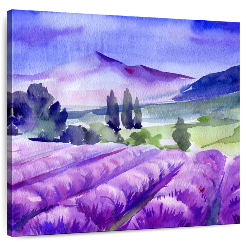 Alvord aquarelle ferme de lavande, H 39 po x l 39 po