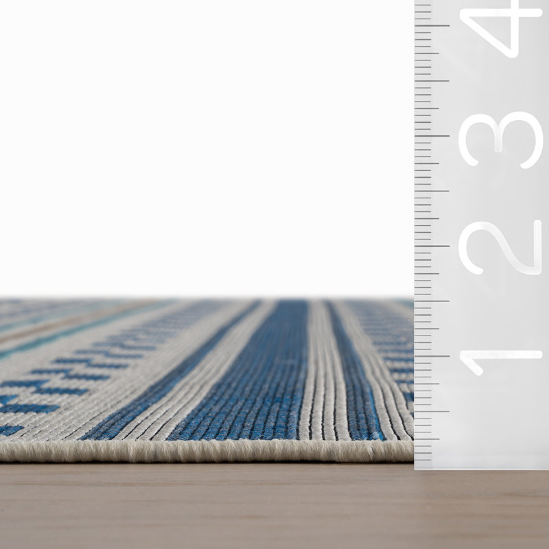 Caldera Modern Checkered Indoor/Outdoor Rug, Blue, Rectangle 10' x 14'