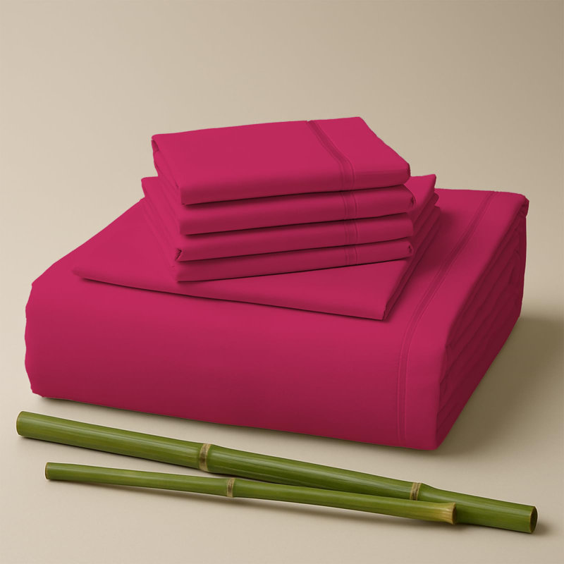 Ensemble de draps en rayonne de bambou de qualité supérieure avec poches profondes, rafraîchissant et respirant, Grenat