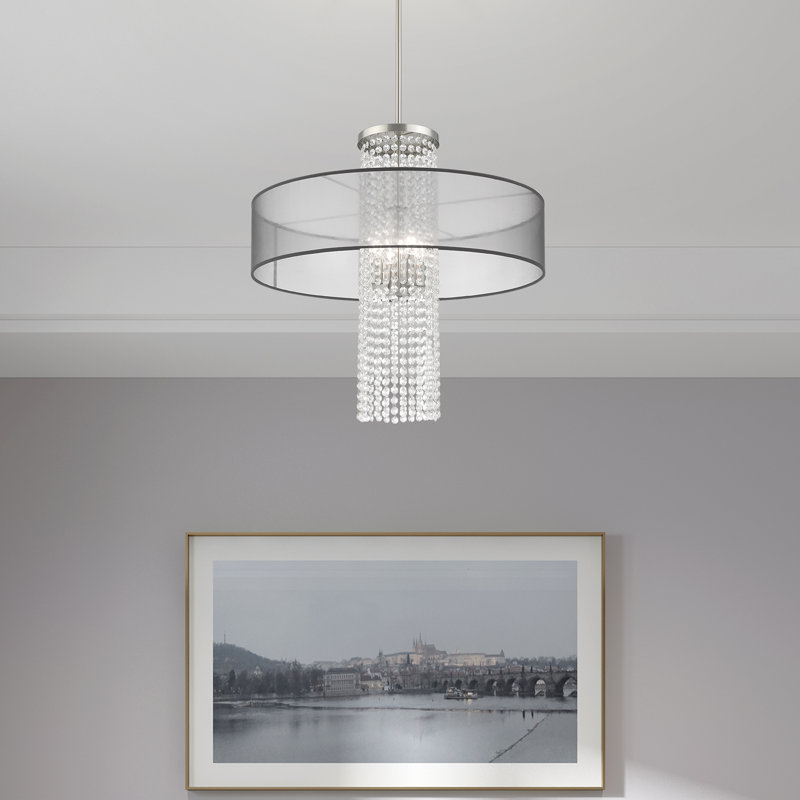 Haney 4 - Light Dimmable Drum Chandelier, Translucent Black