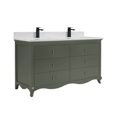 60" Solid Wood Sink Vanity  With 1' Artificial Stone Top
