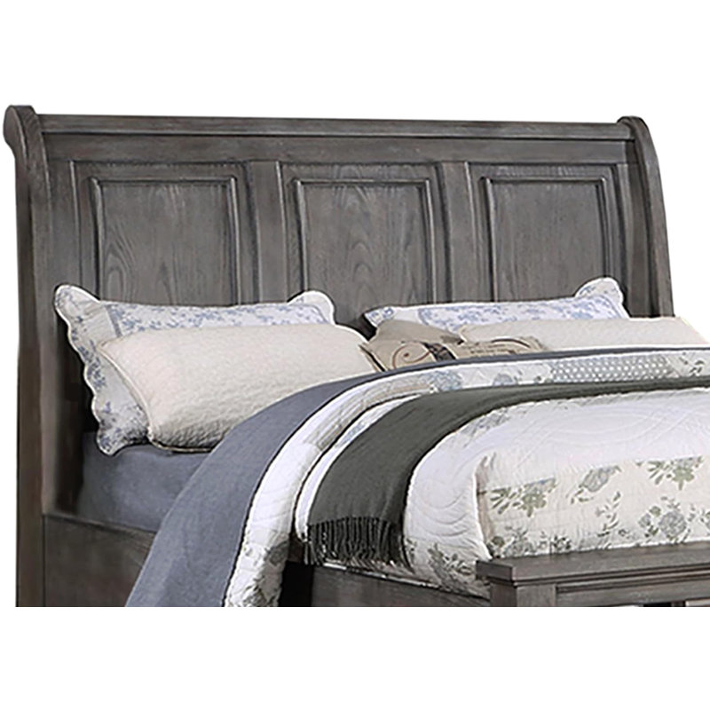 Lit grand format avec tiroir de lit de style rétro, couleur grise, magnifique panneau de lit 1pc, chambre à coucher