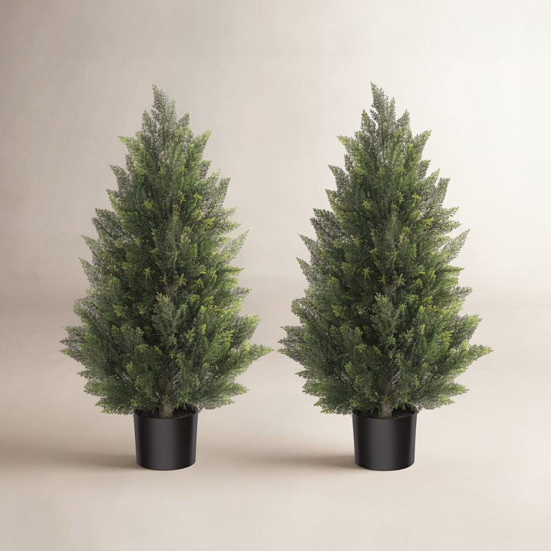Cèdre artificiel dans un pot, faux arbre, H 35,4 po x l 17,7 po x P 17,7 po