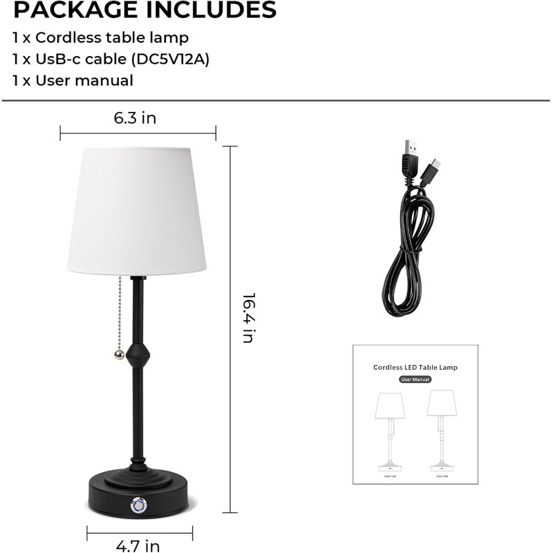Rechargeable Cordless Table Lamp With 5200Mah Battery, 3-Level Touch Dimming, Portable LED Desk Light For Home Decor, Gift Ideas For Housewarming
