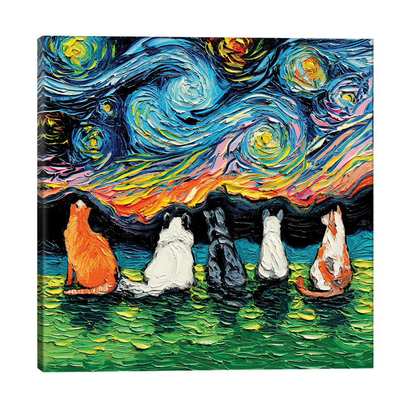 " Starry Cats " by Aja Trier, Wrapped Canvas, 12" H x 12" W x 0.75" D