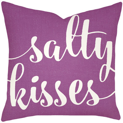  Salty Kisses Typography Cotton Throw Pillow