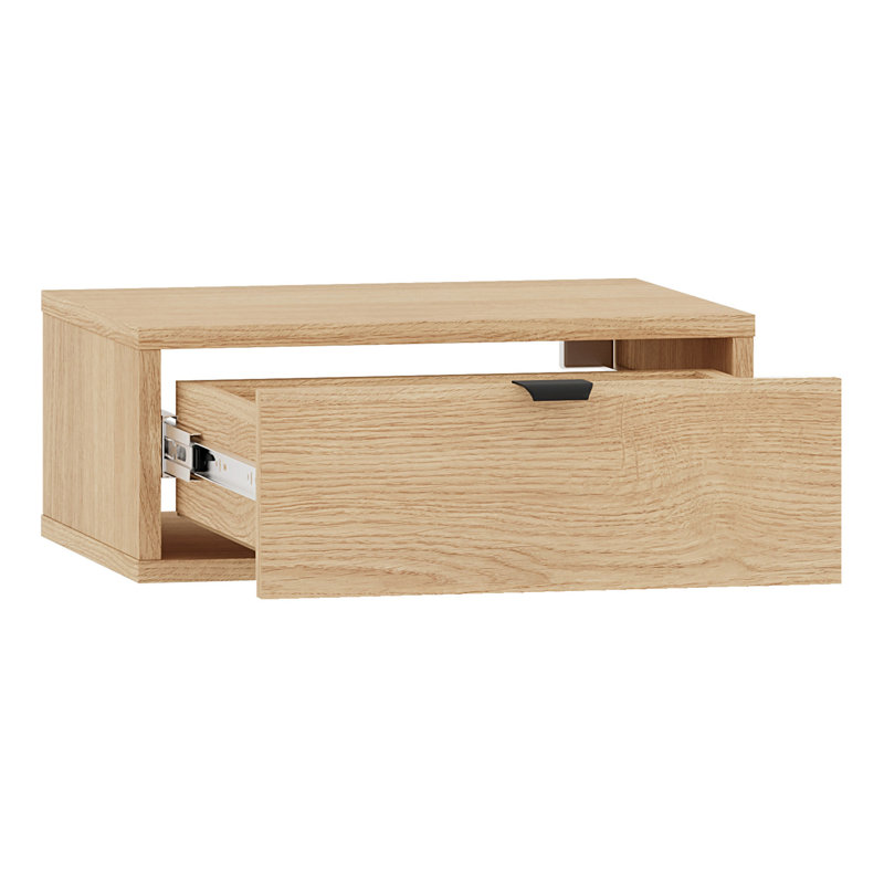 45 cm W Solid Wood Bedside Table, Beige
