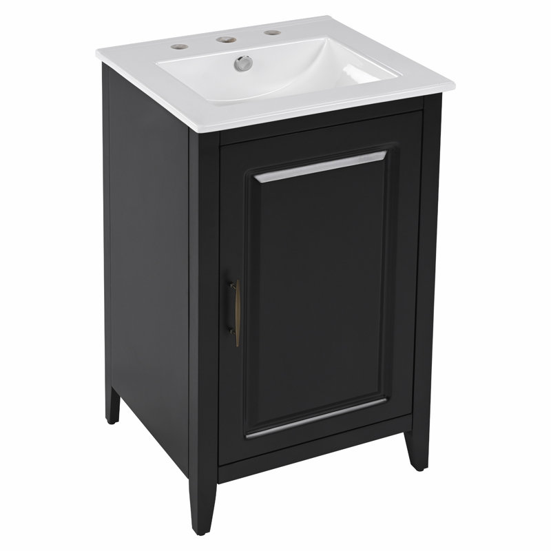 Meuble-lavabo avec tablette et tiroirs, Noir, noir, noir, noir
