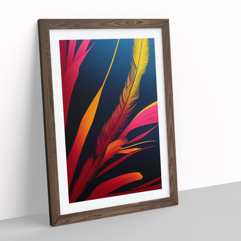 Striking Feathers - Framed Print, 64cm H x 46cm W, Walnut