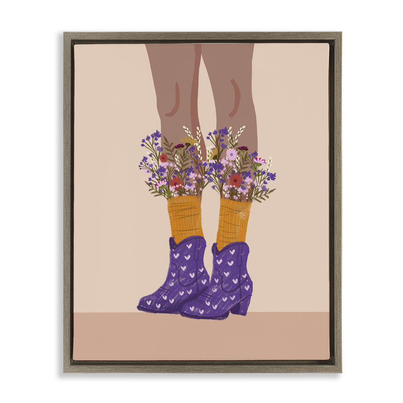 «Wildflower Fashion Illustration», reproduction d'art encadrée sur toile brune par Chen Alyesh, H 21 po x l 17 po