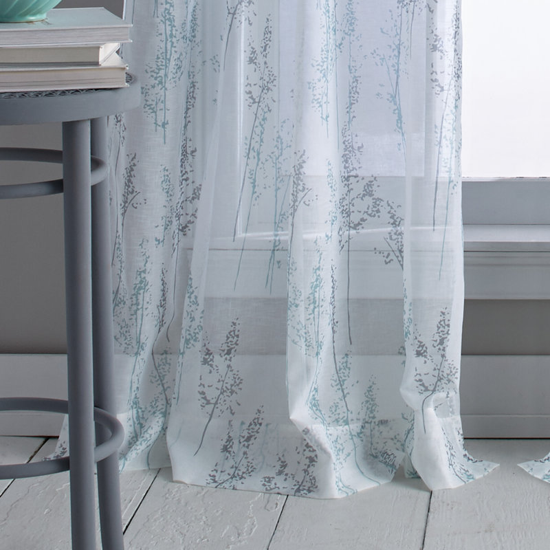 Whisper Sheer Single Curtain Panel, Aqua, 50" W x 84" L