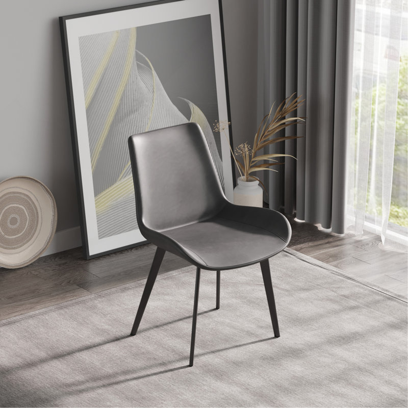 Chaise de salle à manger moderne avec pieds en métal noir Chai-2Pcs / Ctn, Grey