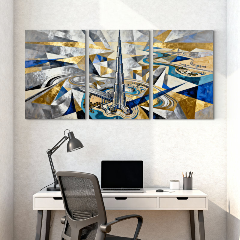 Ensemble de 3 reproductions d'art mural sur toile avec villes et pays, H 30 po x l 60 po