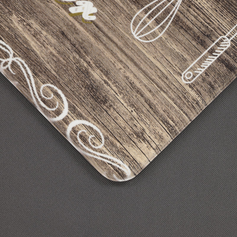 Anti-Fatigue Non-Skid Waterproof Cushioned Kitchen Mat (Set of 2), Brown, Runner 17" x 28" + 17" x 48"