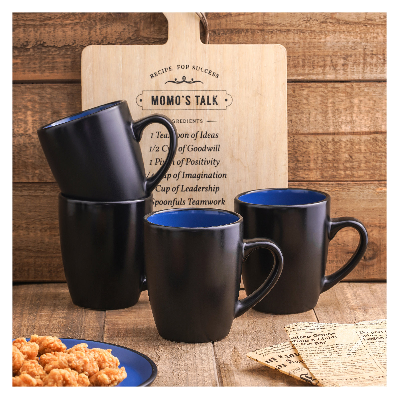 Stone Lain Albie 16-Piece Dinnerware Set Stoneware, Blue/Black