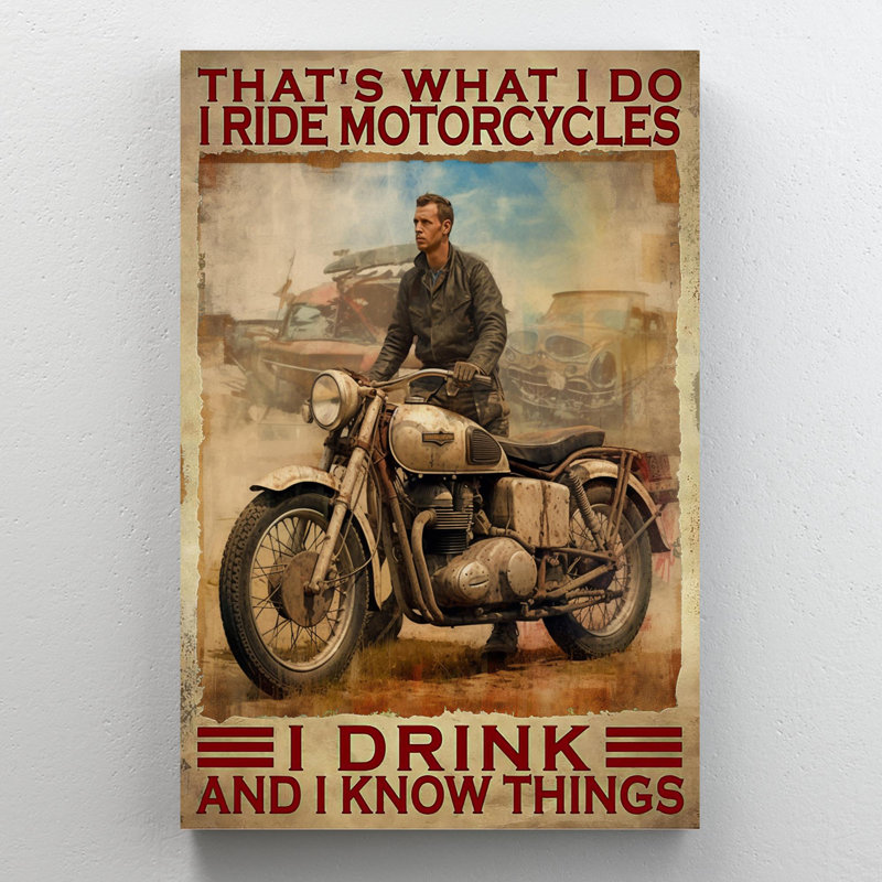«I Ride A Motorcycles I Drink - 1 pièce Rectangle G I Ride A Motorcycles I Drink - 1 pièce Rectangle, impression sur toile tendue»