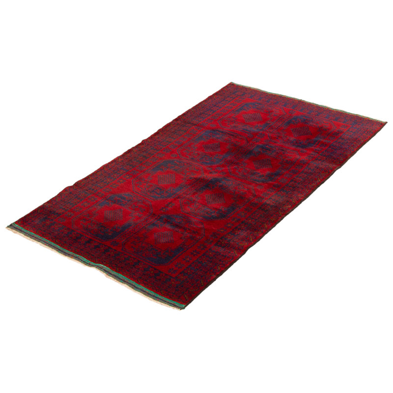 Tapis rouge noué à la main 3 pi 7 po x 6 pi 3 po Teimani