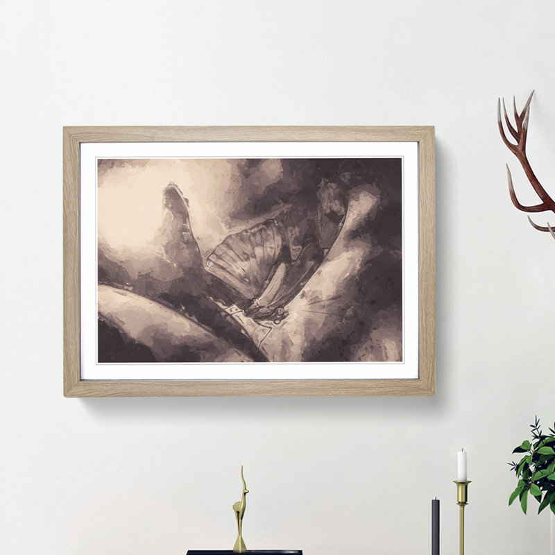 Butterfly Wing in Abstract - Picture Frame Painting Print, Oak Framed, 27cm H x 36cm W x 2cm D