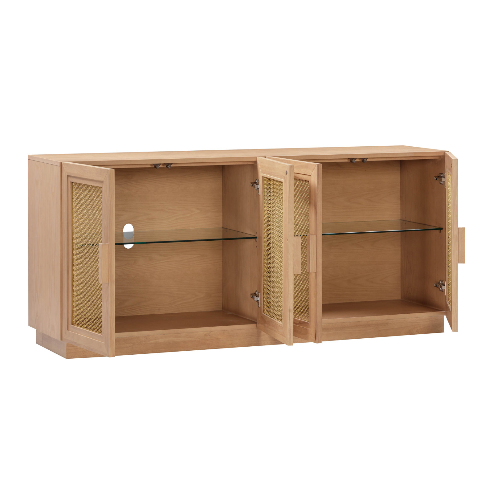 Hermione 72" Glass TV Stand, Natural
