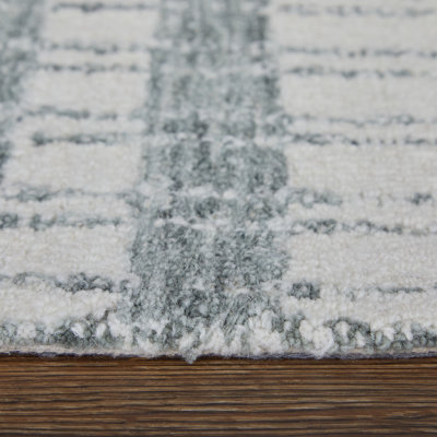 Aberdeen Hand Knotted Wool Striped Area Rug in Gray