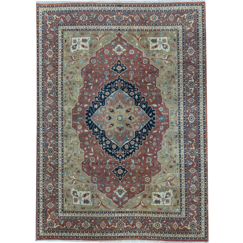 Tapis rouille et rouille de haute qualité noué à la main
