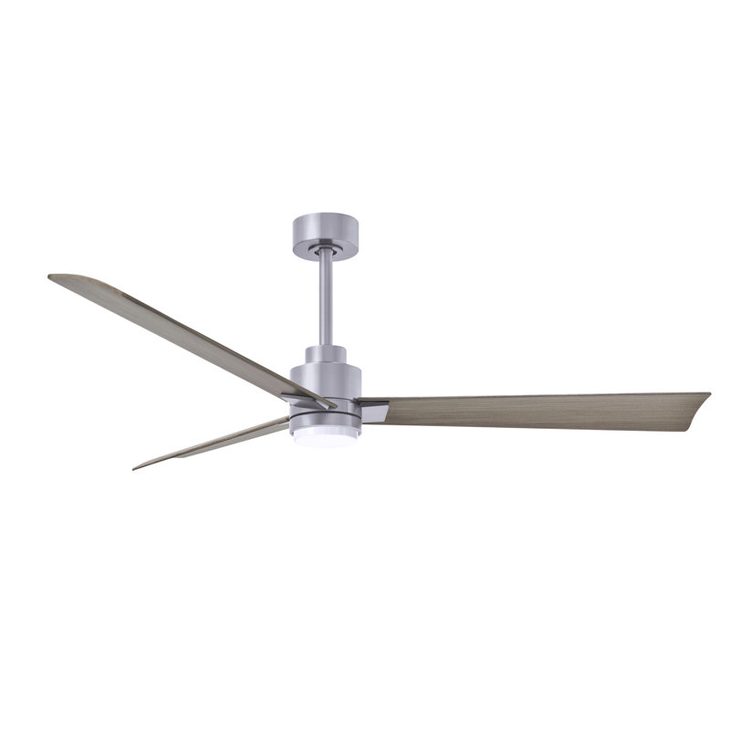 Alessandra - Three Blade Transitional Ceiling Fan -LED, Gray Ash Tone, Brushed Nickel, 56"