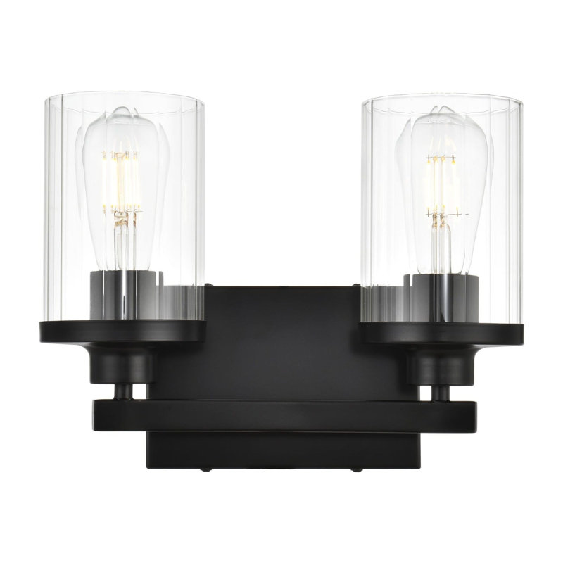 Éclairage pour meuble-lavabo à intensité variable Dariela, Noir, H 10 po x l 12 po x P 12 po, Deux lumières