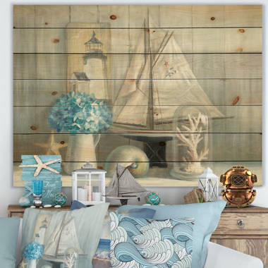 Wooden Pendant Bedroom Listing Light Teal Frame Home Decoration Shell Beach  Beach Wall Decoration Marine Theme