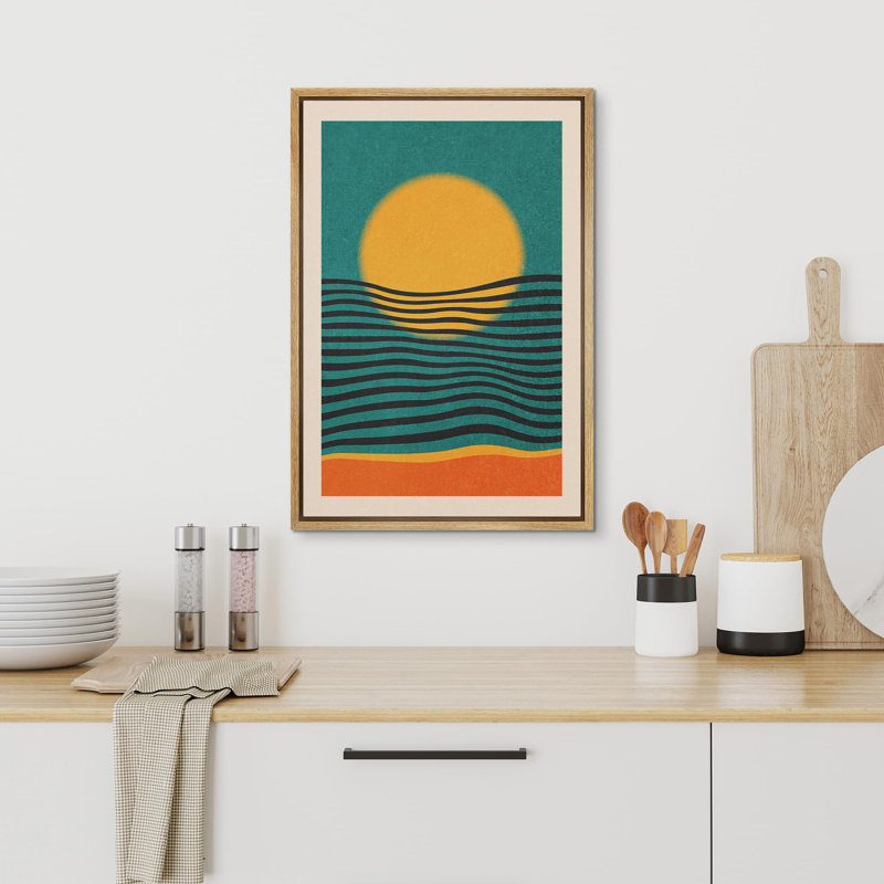 Abstract Vibrant Color Blocks " Mid-Century Modern Geometric Sun Line Pattern Abstract Shapes Modern Art Boho Style Decor "