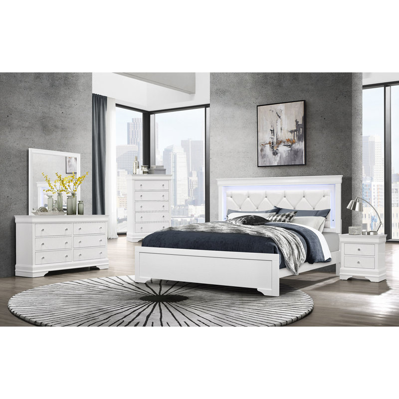 Commode 5 tiroirs Maultsby, Blanc