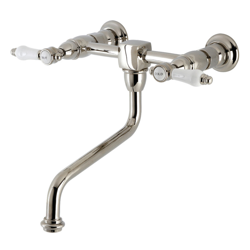 Kingston Brass Bel-Air Two-Handle 2-Hole Wall Mount Bathroom Faucet, Polished Nickel