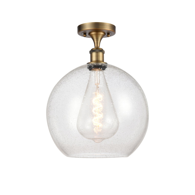 Plafonnier semi-encastré 1 lumière, H 16,38 po x l 11,75 po x P 11,75 po, Ampoule non incluse, Laiton brossé
