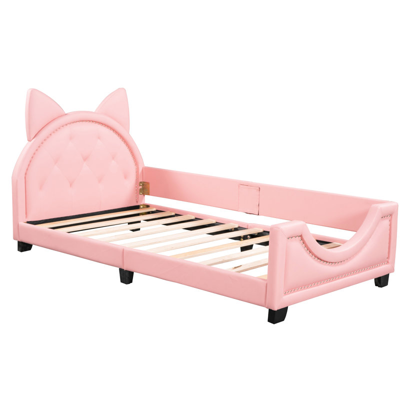 Pink Twin Upholstered Daybed - Generous Space For A Good Night's Rest With Upholstery And Carton Ears Headboard Low Profile Design