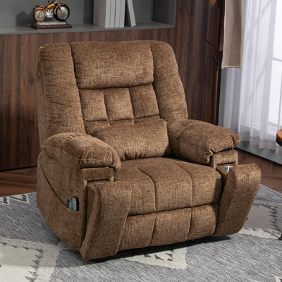4-Motor Chenille Power Lift Chair Lay Flat Recliner with Head&Lumbar support, 400LBS