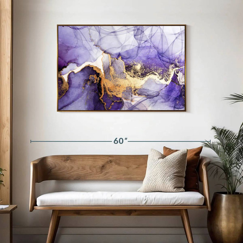 Mauve brume mauve, Cadre flottant doré, 43 po x 29 po