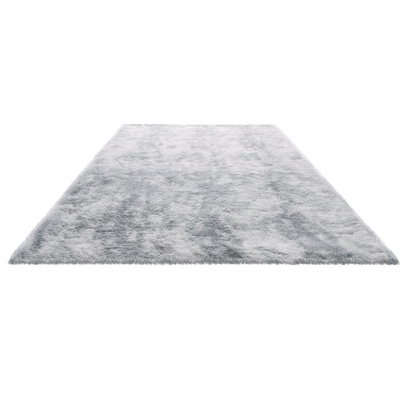 Indoor Plush Area Rugs, 6 x 9 ft Soft Plush Carpet, Furry Shag Area Rugs for Living Room, Bedroom, Modern Home Decor Aesthetic Long-Pile Rug, Non-Shedding, Slip-Resistant, Tie-Dye Light Gray