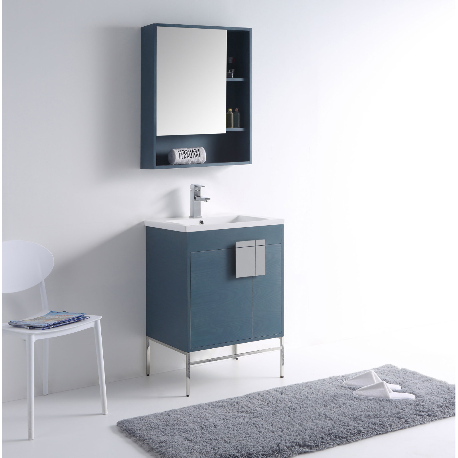 Maisie 24'' Single Bathroom Vanity, Polished Chrome, French Blue